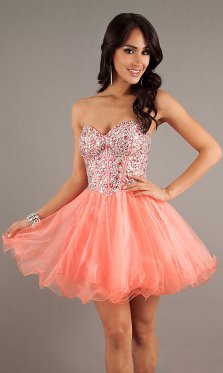 Chic Red Short Glitter Strapless Beaded Homecoming Dress